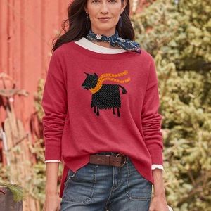 Sundance Womens Wool Sweater Cheerful Billy Red Size XXL